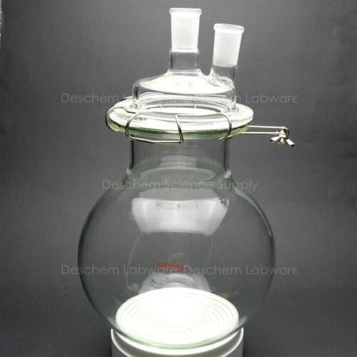 5000ml,Glass Reaction Flask,5Litre,24/40,Two-Neck,Round Bottom Chemistry Reactor