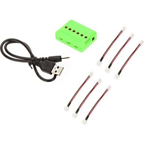 6 in 1 USB Lipo Battery USB Balance Charger with 6pcs PH2.0 Charging Cable for WLtoys V911 series F929 F939 parts