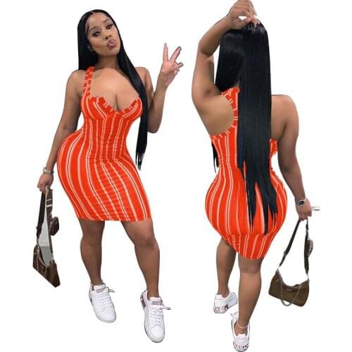 Adogirl Elegant Striped Bodycon Slim Mini Dress Women Sexy Sleeveless V Neck Evening Party Night Clubwear Vestidos Casual Outfit