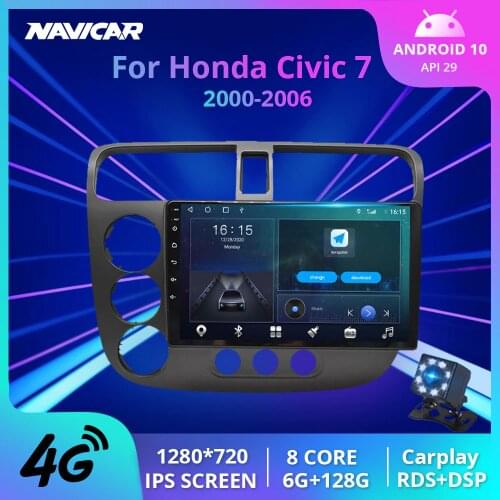 2Din Android10 Car Radio Player For Honda Civic 7 2000-2006 GPS Navigation Stereo Receiver Car Multimedia Video Car Receiver IGO