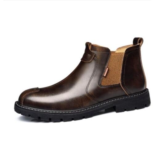 Fashion Mens Boots Size 38-44 Chelsea Boots Top Quality Mens Leather Shoes Handmade Rubber Boots Da016