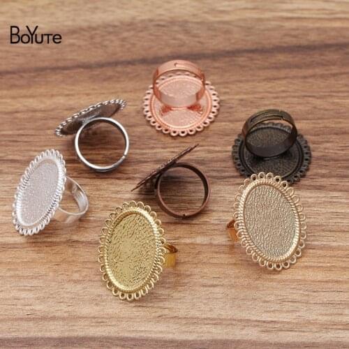 BoYuTe Custom Made (200 Pieces/Lot) 18*25mm Oval Cabochon Base Ring Blanks Diy Adjustable Ring Accessories