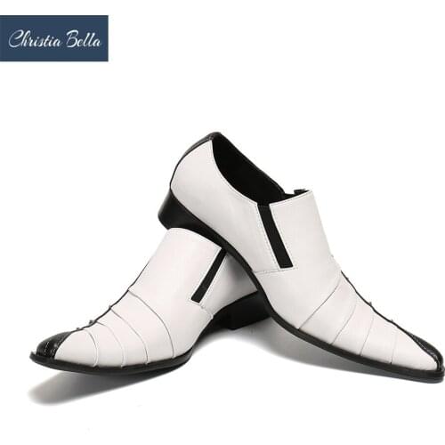 Christia Bella British Mens Leather Shoes Fashion Personality Rivet Mens Shoes Trend Business Dress Shoes Stage Wear Shoes