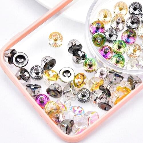 High Quality Crystal Bells Shape Through Hole Beads Semi-circular Glass Diamond Stone DIY Clothes Necklace Bracelet Rhinestone