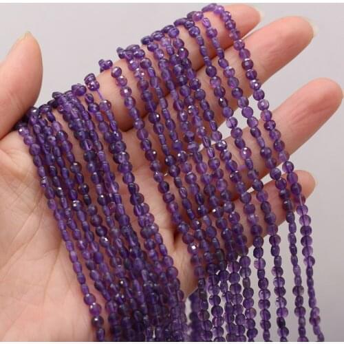 Natural Semi-precious Stone Oblate Section Beads Amethyst 4mm For DIY Necklace Earrings Accessories Gift Length 38cm