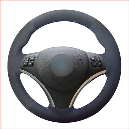 MEWANT Black Suede Steering Wheel Covers for BMW E90 E91 E92 E93 E87 E81 E82 E88 X1 E84 Accessories