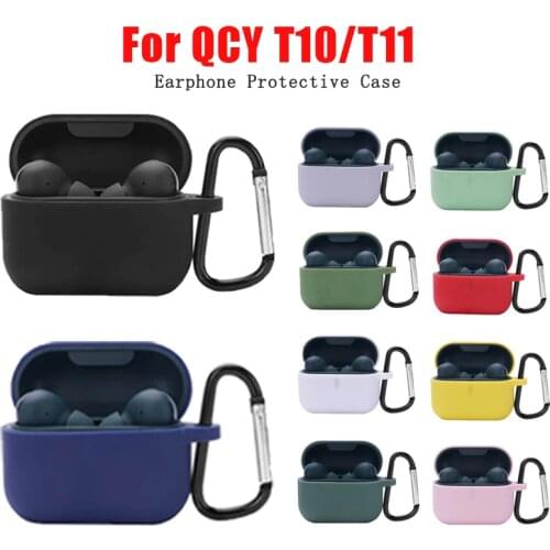Anti-fall Silicone Earphone Protective Case For QCY T10 T11 Wireless Bluetooth Headphone Case For QCY T11 With Hook Shell Sleeve