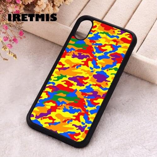 Iretmis 5 5S SE 2020 Phone Cover Case for iPhone 6 6S 7 8 Plus X Xs XR 11 12 Mini Pro Max Rubber Silicone Colorful Camouflage