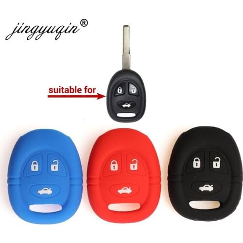 Jingyuqin Silicone Car Key Case For Saab 9-3 9-5 1999-2009 3 Button Key Cover Remote Fob Shell Skin Keyring Holder Protector