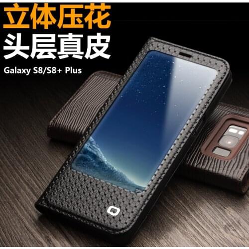 Luxury Flip Genuine Leather Cover for Sumsang S8 S8+Plus Stylish Business Kickstand View Window Shell Case for Galaxy S8 S8+Plus
