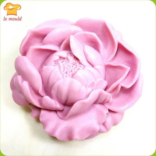 Blossoming Peony - 3D Candle Soap, Plaster Moulds 2 parts asse mbled silicone mould