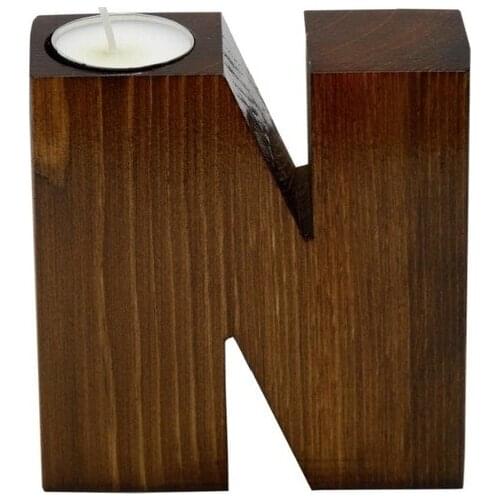 Two Spoon Wooden Letter candle Holder, N candle holder candle and candlestick свеча и подсвечник vela y candelero