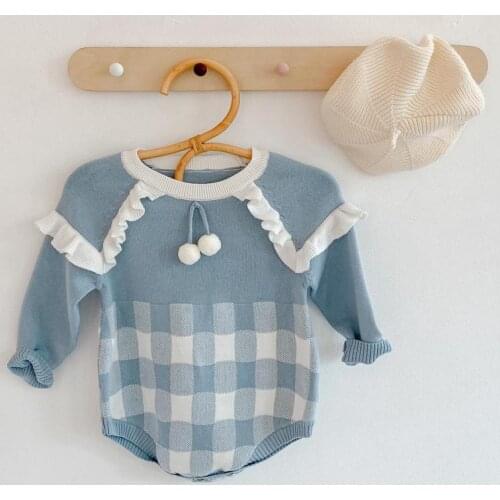 Baby Cotton Long Sleeve Jumpsuit Clothes Baby Sweater Infant Girl Jumpsuit 6-24M Spring Autumn New Baby Girl Knitted Bodysuit