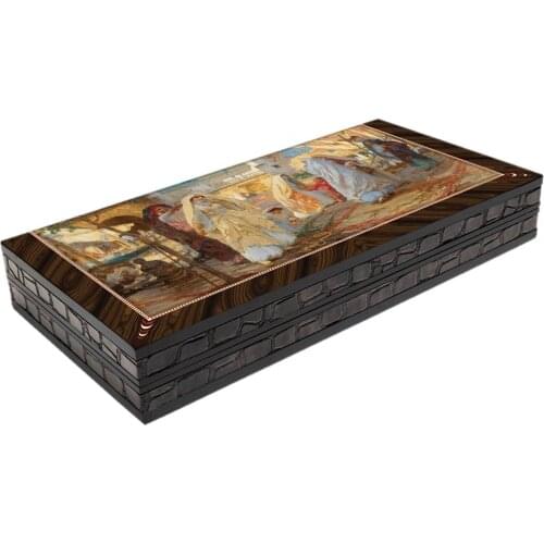 Fantastic Wooden Backgammon Festival Themed High Grade Backgammon on the Pier Chess Travel Chess Set Beautiful Wooden Chessboard