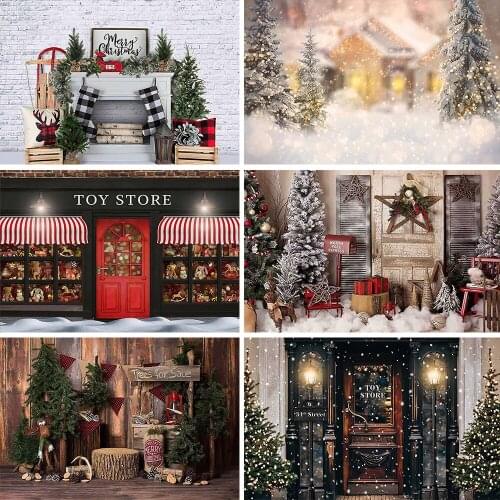 Christmas Fireplace Photo Background Winter Snow Toy Store Backdrop for Photography Studio Children Baby Photocall Kids Portrait
