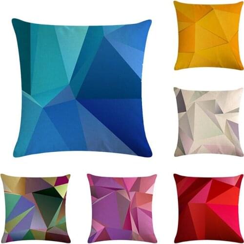 Cotton Linen 45*45 Cushion Cover Sofa Car Home Decorative Throw Pillow Cover Abstract color block geometry Style Pillowcase