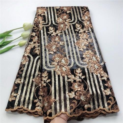 Nigerian African Lace Fabrics High Quality Lace Material Tulle Sequins Lace Fabric Embroidery Lace For Wedding Party hs21-21