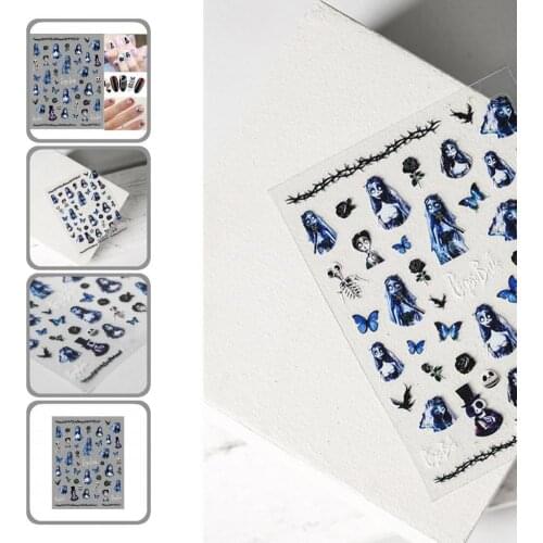 Easily Apply Delicate Halloween Zombie Bride Polish Slider Accessories Engraved Nail 5D Sticker Unique for Girl