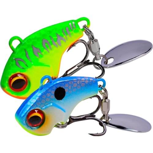 1PC Metal VIB With Rotating 5G 10G 15G 20G 28G Spoon Spinner Jig Fishing Lure with BKB Hook Wobbler Baits Fishing Tackle Lures