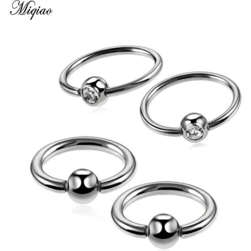 Miqiao 1 Pcs European and American Best-selling Jewelry Titanium Piercing Nose Ring Eyebrow Nail Breast Ring Clip Ball Earrings