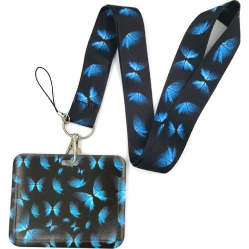Art Butterfly Monarch Art Cartoon Anime Fashion Lanyards Bus ID Name Work Card Holder Accessories Decorations Kids Gifts