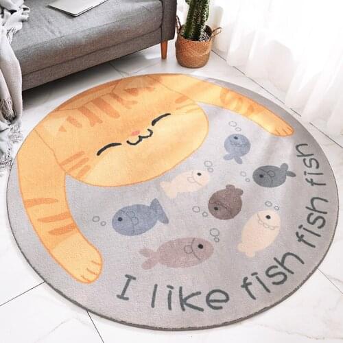Cartoon Animals Cat Dog Rabbit Round Rugs Bedroom Anti-skid Crawling Carpet Living Room Childrens Floor Mat bathroom tapis rugs