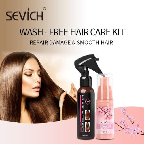 Sevich Wash-Free Hair Treatment Set 100ml Hair Care Spray Restoe Keratin Damage Hair Repair 30ml Amino acid Smoothes Hair Mask