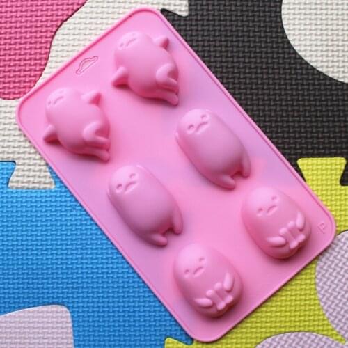Wholesale, free shipping ,6 hole Lazy bear silicone chocolate mould ice lattice cartoon egg pudding mold