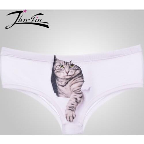 Wholesale 2016 New 3D animal cat hole white sexy panties for women lingerie underwear thong underwear cueca