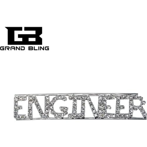 Handmade Gift Crystal Brooch Jewelry "ENGINEER" Profession Lapel Pin