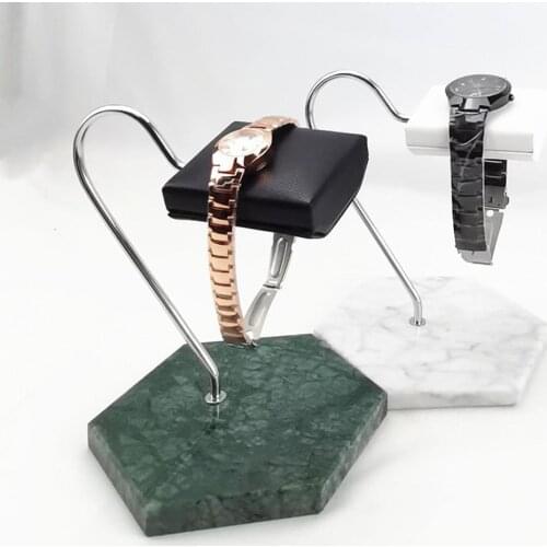 Watch Display Stand Wristwatch Storage Organizer Rack Marble Base PU Cushion