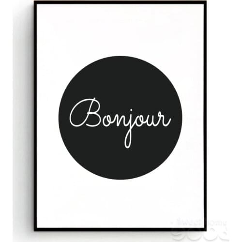 Bonjour Canvas Art Print Poster, French Quote Wall Pictures for Home Decoration, Giclee Print Wall Decor YE146