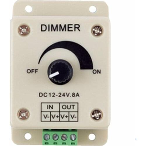 LED Dimmer Switch DC 12V 24V 8A Adjustable Brightness Lamp Bulb Strip Driver Single Color Light Power Supply Controller
