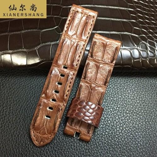 Luxury Crocodile Back Bone Skin Watchbands Handmade Genuine Leather Belt Custom Universal Strap 20MM 22MM Alligator Watch Band