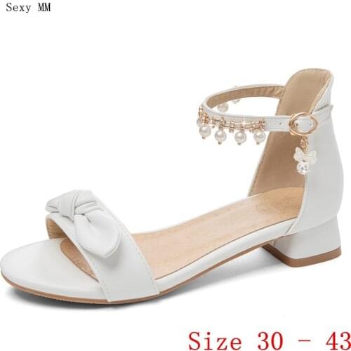 Gladiator Sandals Peep Toe Women Low Heels Summer Pumps D'Orsay Shoes Woman Low Heel Sandals Small Plus Size 30 31 32 - 41 4