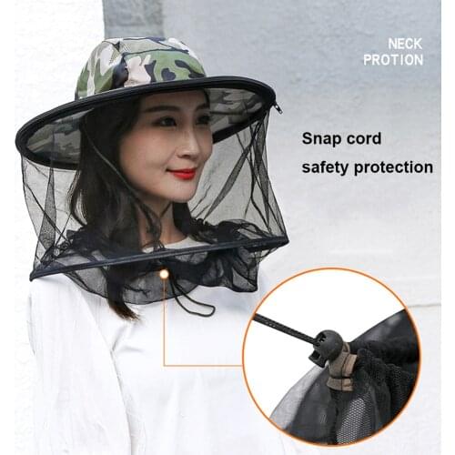 Outdoor Camping Anti Mosquito Bee Insect Mesh Hat Head Face Protector Net Cover Face Protector Travel Camping Equipment