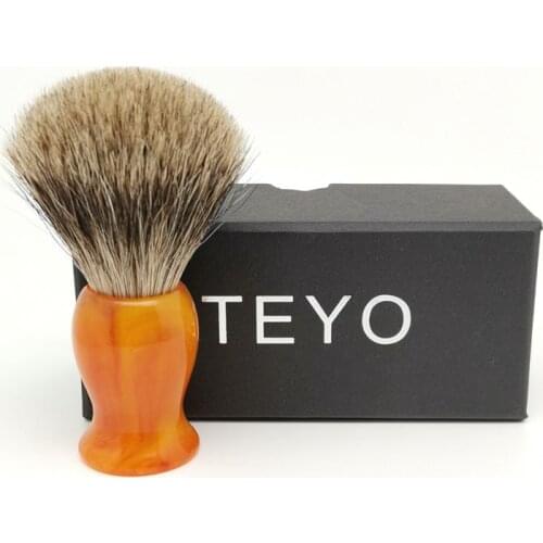 TEYO Two Band Fine Badger Hair Shaving Brush With Gift Box Perfect for Man Wet Shave Cream Cup Safety Double Razor Beard Brush