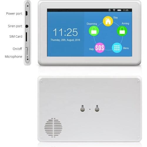 New Arrival smart home alarm system WIFI GSM Alarm Systems 7 Inch TFT Color Panel Security Home Wireless Burglar alarm system