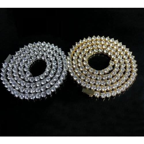 3 Prong Tennis Necklace (4mm) in Yellow Gold and white gold