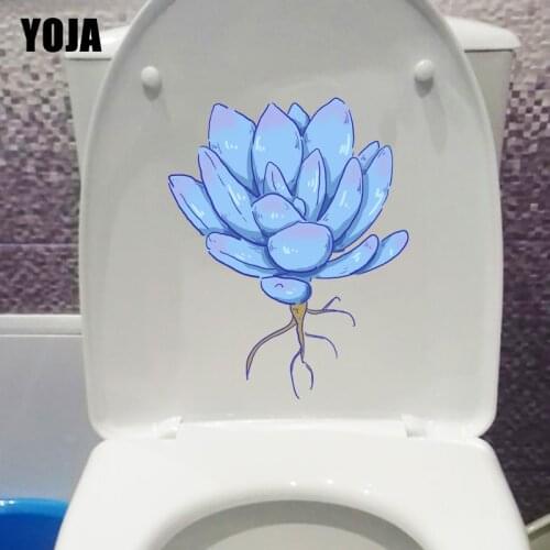 YOJA 18.7X22.5CM Cartoon Blue Fleshy Kids Room Wall Sticker Decal Cute Plant Toilet WC Decor T1-1445