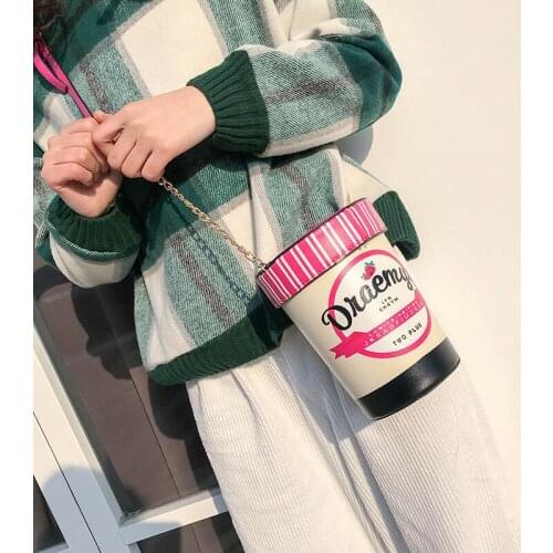 Boutique De FGG Lovely Design Strawberry Basket Small Ladies Shoulder Handbags and Purses PU Leather Casual Bucket Crossbody Bag