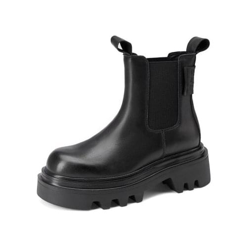 ZJVI Women 2021 New Genuine Leather Autumn winter Ankle Boots Squrare Toe Heels Woman Ladies Shoes For Girls Plactform Black