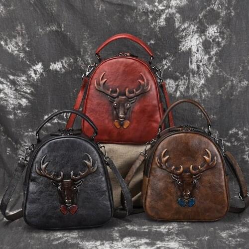 Manual Leather Backpack Leather Classic Multi-Function Luxury Large New Capacity Cowhide Personality Womens Backpack