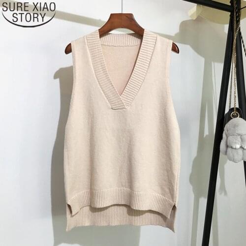 Knitted Vest Sweater Women Fashion Solid 16 Colors V-neck Autumn and Winter New Korean Loose Wild Vest Sleeveless Sweaters 11810