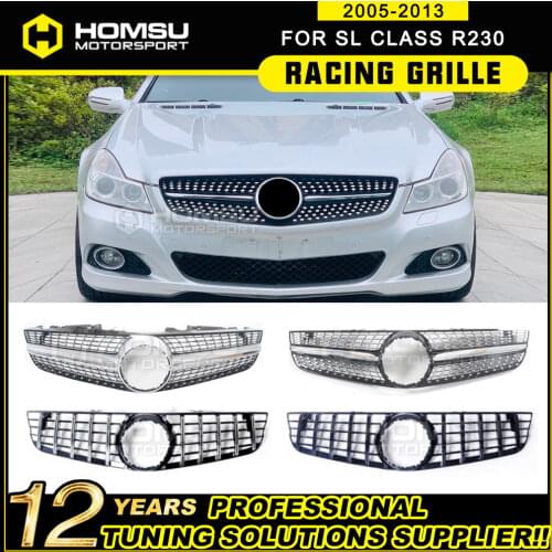 Diamond Front Grille Front mesh Suitable For SL Class R230 grille 2008-2012 SL300 SL350 SL320 SL400 2008-2012 Without emblem