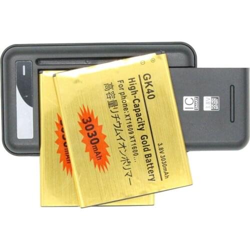 2x 3030mAh GK40 / MOT1609BAT / M0T1609BAT Replacement Battery + Universal Charger For MOTOROLA MOTO G4 PLAY XT1607 XT1609 XT1600