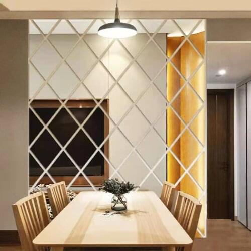 3D Mirror Sticker Large DIY Diamonds Triangles Home Decor Acrylic Art Wall Stickers for TV Background Bathroom Kitchen Decor