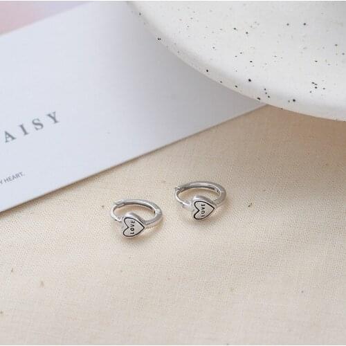 925 Sterling Silver Earrings Fashion Cute Heart Hollow Ear Bone Ear Buckle Simple Temperament Female Girl Silver Ear Jewelry