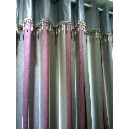 New arrival velvet curtains home window jacquard fashion luxury curtain cloth top ball lace luxury window purple curtain beads