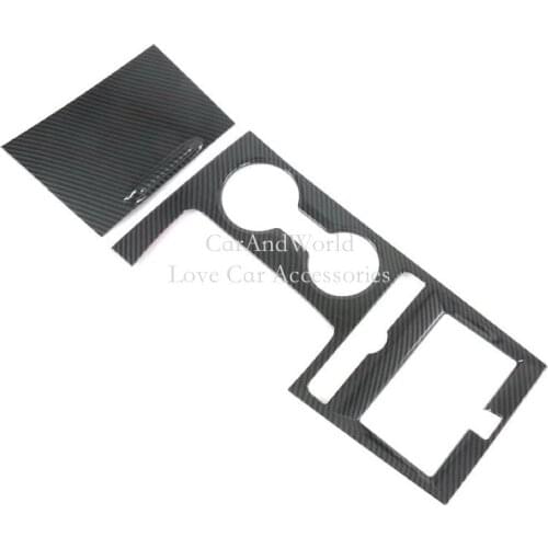 For KIA Optima K5 2020 2021 ABS Carbon Fiber Gear Shift Panel Cover Center Console Water Cup Frame Trim Car Interior Accessories